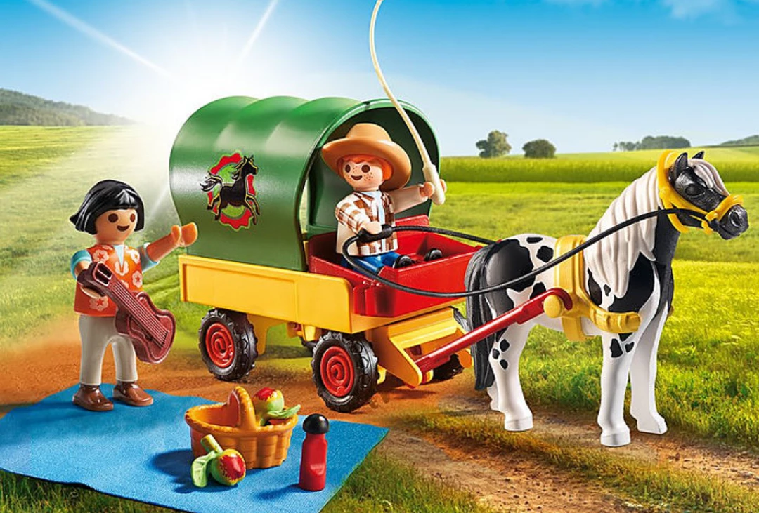 Brand new 🔥 PLAYMOBIL Picnic With Pony Wagon Toys ✨ 3 PLAYMOBIL Picnic With Pony Wagon Toys