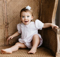 Budget ๐ฏ Feltman Brothers Pink/White ๐ง Girls Vintage Scalloped Collar Romper Infant Clothing โ 3 Feltman Brothers Pink/White Girls Vintage Scalloped Collar Romper Infant Clothing