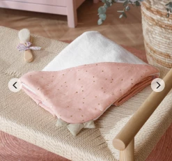 Baby Registry Pink W/Gold Heart Hooded Towel