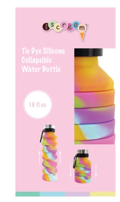 I SCREAM Tie Dye Silicone Collapsible Water Bottle Toys