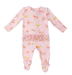 Angel Dear Fall Boardwalk Flamingos 2way Ruffle Zipper Footie