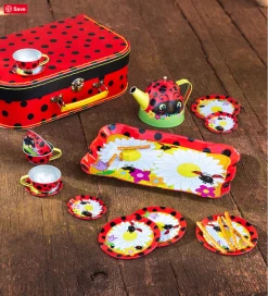 HEARTHSONG Ladybug Tin Tea Set