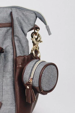 Baby Registry Grey Diaper Bag Charm Pod Keychain