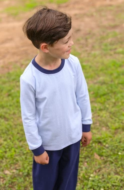 Trotter Street Fall 22 Miller Long Sleeve Pants Set Light Blue/Navy New Arrivals