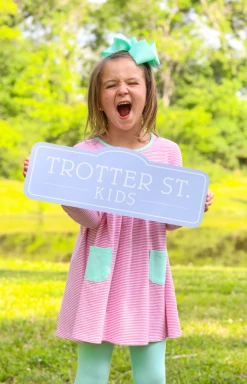 Trotter Street Fall 22 Annie Long Sleeve Pants Set Watermelon Stripe & Mint