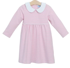 Trotter Street Fall 22 New Arrivals Claire Long Sleeve Dress Light Pink Stripe