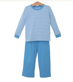 Trotter Street Fall 22 Miller Long Sleeve Pants Set Cornflower Blue Stripe New Arrivals