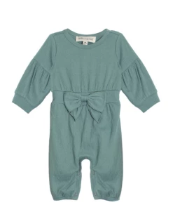 Mabel & Honey Fall 22 Rowan Woven Romper Green W/Bow
