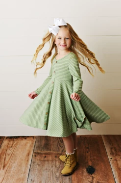 Serendipity/Swoon Baby 22 New Arrivals Sage Ribbed Pocket Dress