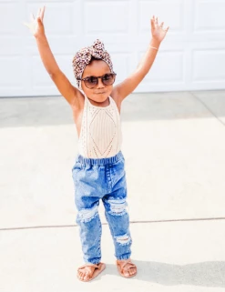 Bailey's Blossoms Fall Frankie Distressed Denim Jeans - Dark Wash