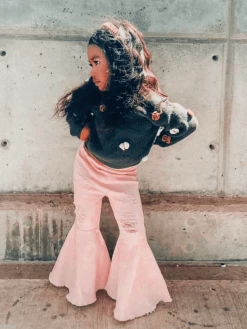 Bailey's Blossoms Fall Barbie Denim Distressed Bell Bottoms New Arrivals