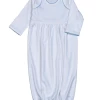 Baby Loren Fall New Arrivals White Pima Gown With Blue Trim