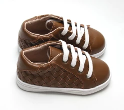 Consciously Baby Espresso Leather Woven Sneaker Shoes