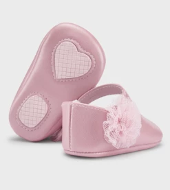 Mayoral Fall Pink Mary Jane Shoes W/Flower