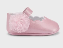 Mayoral Fall Pink Mary Jane Shoes W/Flower