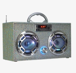 WIRELESS EXPRESS Iridescent Bling Boombox W/LED Speakers Toys