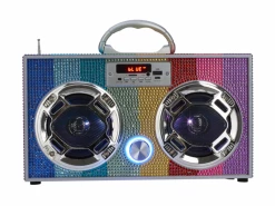 WIRELESS EXPRESS Rainbow Bling Retro Bluetooth Boombox