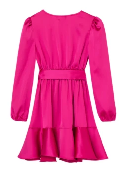 Habitual Girl/Truce Fall Satin Wrap Dress- Pink 50% Off Fall Clothing