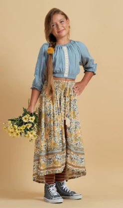 Bela & Nuni Fall New Arrivals Blue Gipsy Top
