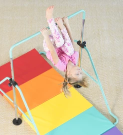 HEARTHSONG 2-in-1 Adjustable Bar And Ring Gymnastics Set