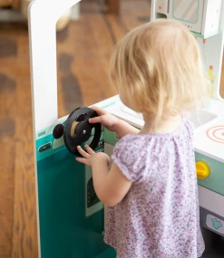 HEARTHSONG Toys Orders Up Wooden Food Truck Kitchen With 12-Piece Wooden Culinary Play Set