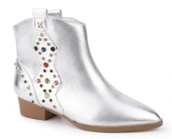 Mia Miss Dallas Multi Gem Studded Bootie In Silver Shoes