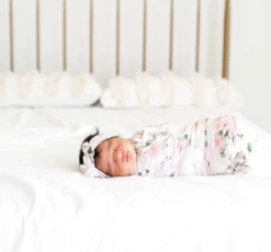 Posh Peanut Fall Posh Peanut Vintage Pink Rose Swaddle Headband Set Infant Clothing