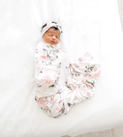 Posh Peanut Fall Posh Peanut Vintage Pink Rose Swaddle Headband Set Infant Clothing