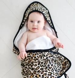 Posh Peanut Fall Infant Clothing Posh Peanut Lana Leopard Ruffled Hooded Towel