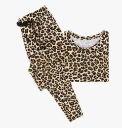 Posh Peanut Fall Posh Peanut Lana Leopard Tan Women's LS Scoop Loungewear