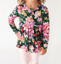 Posh Peanut Fall Posh Peanut Arsine Long Sleeve Henley Peplum Legging Set Infant Clothing