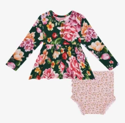 Posh Peanut Fall Infant Clothing Posh Peanut Arsine LS Henley Peplum Ruffled Bummie Set