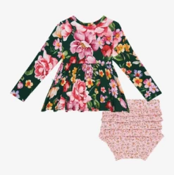Posh Peanut Fall Infant Clothing Posh Peanut Arsine LS Henley Peplum Ruffled Bummie Set
