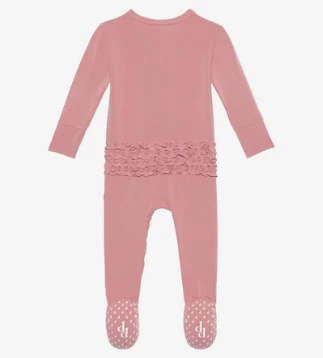 Flash Sale โ๏ธ Baby Registry Posh Peanut Dusty Rose Footie Ruffled Zippered One Piece ๐ 4 Baby Registry Posh Peanut Dusty Rose Footie Ruffled Zippered One Piece
