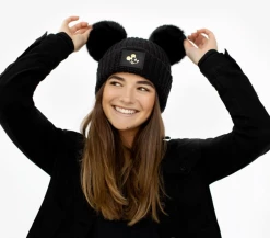 NightScope Mickey Mouse Black Double Pom Beanie Gifts
