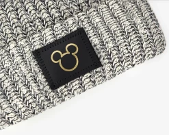 Hot Sale ๐งจ NightScope Mickey Mouse Outline Black Speckled Double Pom Beanie ๐ 5 NightScope Mickey Mouse Outline Black Speckled Double Pom Beanie
