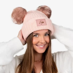 NightScope Minnie Mouse Rose Foil Blush Double Pom Beanie