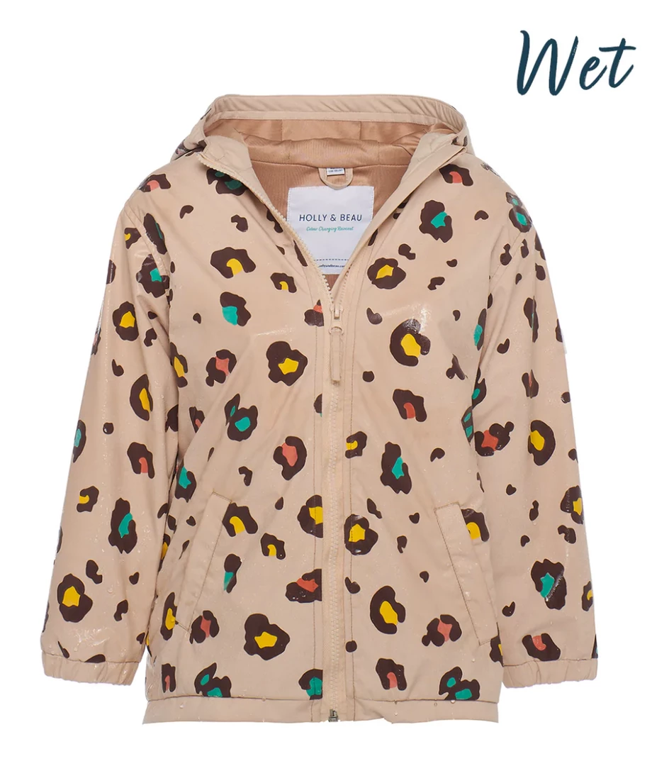 Flash Sale 🧨 Holly & Beau Leopard Print Color Changing Kids Rain Jacket ✔️ 3 Holly & Beau Leopard Print Color Changing Kids Rain Jacket