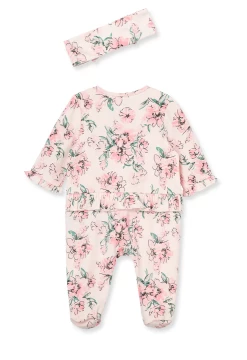 Baby Registry Dream Floral Zip Footed One-Piece And Headband