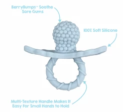 RazBaby Baby Accessories Blue/Grey Razberry Silicone Teether 2pk