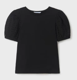 Mayoral Spring Black Eyelet Short Sleeve Shirt Spring/Summer 2023