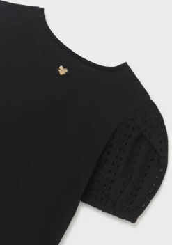 Mayoral Spring Black Eyelet Short Sleeve Shirt Spring/Summer 2023