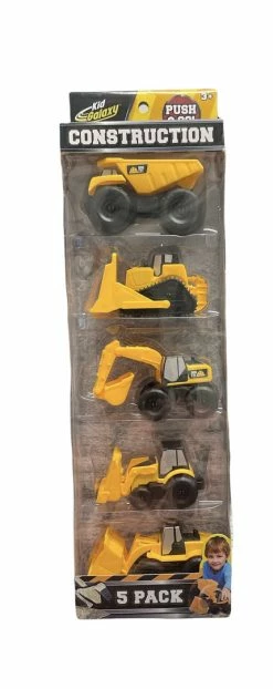 KIDSOURCE Push & Go Mini Construction Vehicles 5 Pack Toys