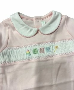 Baby Registry ABC Blocks Girl Smock Footie