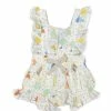 Baby Registry Veggie Salad Ruffled Short Romper W/tie Back