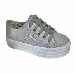 Victoria Barcelona Silver Sparkle Platform Sneaker Shoes