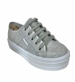 Victoria Barcelona Silver Sparkle Platform Sneaker Shoes