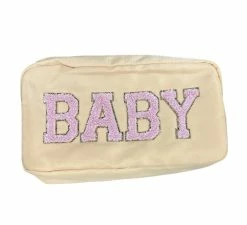 Baby Registry Baby Pouch Bag W/ Pink Letters