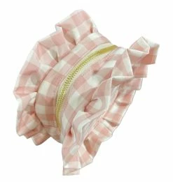Itzy Ritzy Small Pink Gingham Ruffle Pouch