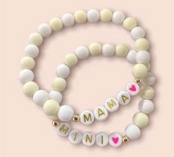 Bari Lynn Gifts Mama/Mini White/Cream Bracelet Set
